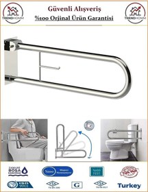 Resim Trendhomm Mafsallı Engelli Tutunma Barı - Bedensel Engelli Tutunma Barı - 73x23 Krom 