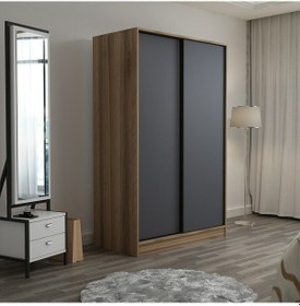 Resim Minarmobilya Minar Kale 2 Kapaklı Sürgülü Dolap 120 Cm - Dore/Antrasit 