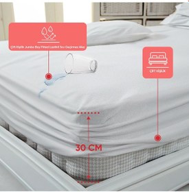 Resim Eve Tekstil Çift Kişilik Jumbo Boy Fitted Lastikli Sıvı Geçirmez Alez 200x200 Beyaz 