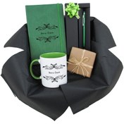 Resim Kitaplı Hediye Yeşil Ajanda-kupa-kalem Ve Çikolata Yeni Yıl Hediye Seti- Kişiye Özel 2024 Hediye Kutusu 