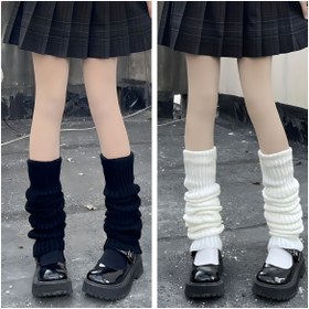 Resim 1/2 Çift Orta Uzunlukta Fitilli Elastik Bacak Isıtıcıları | Siyah & Beyaz, Etekler & Elbiseler İçin Rahat Kış Aksesuarları, Elde Yıkama/Kuru Temizleme, Katmanlı Moda Parçası, Harajuku Tarzı Bacak Isıtıcıları, Konforlu Giyim, Gençler İçin 