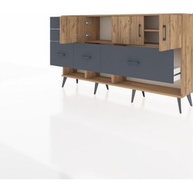 Resim Arges Konsol 3 Raflı 5 Çekmeceli 3 Kapaklı 176x30x99 Çam-çam/antrasit Atlas Çam/antrasıt - Atlas Çam 