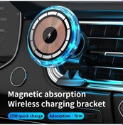 Resim Wangxi Yeni Araç Montajlı Manyetik Kablosuz Şarj Cihazı Gri Işık Versiyonu Rgb Işıklı İphone Uyumlu 12 13 14 15 16 Uygun 