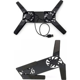Resim 2 Fanlı Notebook Soğutucu Portatif Katlanabilir Laptop Soğutucu Fan Usbli Stand Bilgisayar Fanı 
