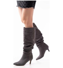 Resim Sr-2001 Gri Süet İnce Topuklu Günlük Bayan Çizme Çok Renkli 