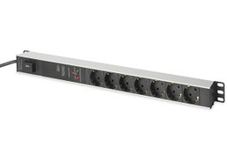 Resim Digitus 7 x CEE - 16A - 4000W - 250VAC 50- 60Hz - 1U PDU- Elektrik Güç Dağıtım Ünitesi Akım Koruyucu Priz 