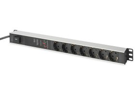 Resim Digitus 7 x CEE - 16A - 4000W - 250VAC 50- 60Hz - 1U PDU- Elektrik Güç Dağıtım Ünitesi Akım Koruyucu Priz 