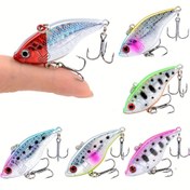 Resim 1 adet 5 cm 14 g Kışlık Balıkçılık Crankbait - Canlı Çok Renkli Batan Vib Yem ile Üçlü Kanca, Bas Perch Walleye Buz Balıkçılığı Yemleri için Gerçekçi Yüzme Eylemi, Kışlık Balıkçılık Ekipmanı | Canlı Crankbait | Hafif Yem, Balıkçılık Yemi 