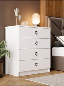 Resim Kuzeylife Stella Şifonyer 4 Çekmeceli Bebek Genç Yatak Odası Beyaz 