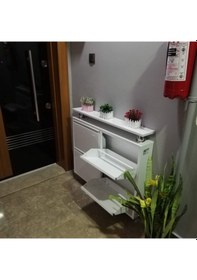 Resim KASER 2+2 YATAY RAFLI METAL AYAKKABILIK Beyaz 