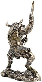 Resim Veronese Design 13 3/4 "Uzun Minotaur Labirentten Yaratık Soğuk Döküm Bronz Reçine Heykel 