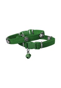 Resim Markapet Kadife Kedi Boyun Tasması Yoncalı 20-32 Cm Yeşil 