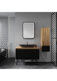 Resim Denko Taylan 30 Cm Mdf Siyah Banyo Boy Dolabı Siyah 