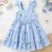 Resim Küçük Kız Pamuk Kolsuz Elbise Ruffle Askılar Sallanan Sundress Plaj Tatili Yaz için 