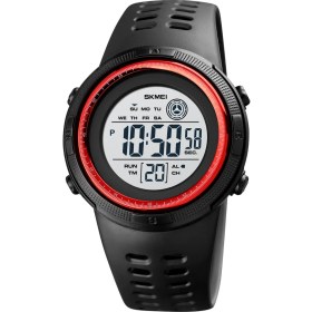 Resim Skmeı 1773 Üçlü Yuvarlak LED Çift Zaman Dijital Ekran Renkli Arka Işık Elektronik Izle (Kırmızı Beyaz) (Yurt Dışından) 