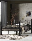 Resim Hier Yakamoz Çift Kişilik Ferforje Tarz Ahşap Metal Karyola 180x200 