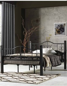 Resim Hier Yakamoz Çift Kişilik Ferforje Tarz Ahşap Metal Karyola 180x200 