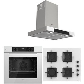 Resim Ferre White Plus Serisi QBL63CB-SS206-D101 3lü Cam Ankastre Set 