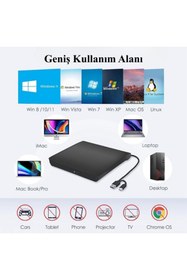 Resim MultiZone USB 3.0 Type-C Harici DVD RW Yazıcı Okuyucu Ultra İnce Taşınabilir CD DVD Sürücü 