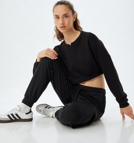 Resim Koton Jogger Eşofman Altı Yüksek Bel Bağcıklı Cep Detaylı Bol Kalıp Siyah 5wak40041nk Siyah 