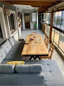 Resim Doğal Ahşap Yemek Masası-100-200 