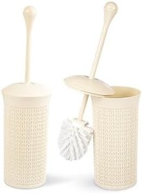Resim Tuvalet Fırçası Örgü Desen Paslanmaz Tuvalet Fırçası Banyo Wc Fırçası Klozet Fırçası Krem Krem 
