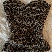 Resim Y2K Retro Leopar Desenli Askısız Üst - Vahşi Hayvan Baskılı Büstiyer, Makinede Yıkanabilir Yaz Modası, Rahat Kesim, Vintage Tarz, Kadınlar İçin Günlük Giyim 