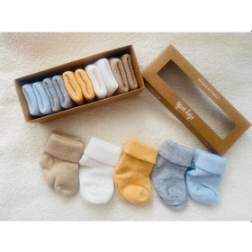 Resim Erkek Kız Bebe Yenidoğan Kutulu 5'li Çorap 1308g Gri 