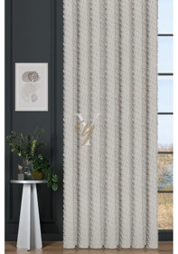 Resim Linda Fon Perde V-6001-s Krem Simli Krem 