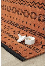 Resim Gaia Kiremit Halı Yıkanabilir Kaymaz Taban Şönil Kilim Dokuma Pamuk Taban Kilim 10319 Kiremit 