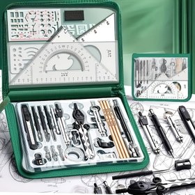 Resim Gelişmiş Çizim Aracı Seti - Paslanmaz Çelik, Hassas Geometrik ve CAD Araçları, Eğitim ve Mimarlık Çizimleri için Çok Amaçlı Kiti, Öğrenciler ve Mühendisler için İdeal, Mimarlık Çizim Araçları | Profesyonel Kalite Araçları | Dayanıklı Yapı, Çizim Araçları Seti 