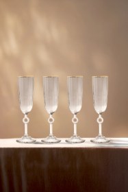 Resim Rakle Elite Gold 4'lü Şampanya Kadehi Seti 150 Cc 