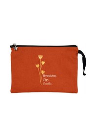 Resim Breathe, Sip, Smile - Kiremit Clutch Çanta Kiremit 