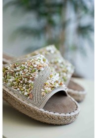 Resim Dennis Kadın Bej Taş İşlemeli Terlik Çok Renkli 