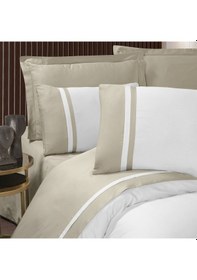 Resim Pasıonı-210tc Saten-Lune-Taş Biyeli Çift Kişilik Nevresim Takımı Beyaz 