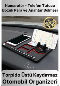 Resim Araç İçi Torpido Kaydırmaz Telefon Tutucu Numaratör Organizer Ped 360 Derece Dönebilen Kaymaz 