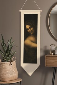 Resim Leonardo Da Vinci Duvar Halısı, Sanat Serisi Dekor, 100cm Kanvas Flama Askılı Duvar Örtüsü NO:665 - Renkli - 3 / 30 x 100 