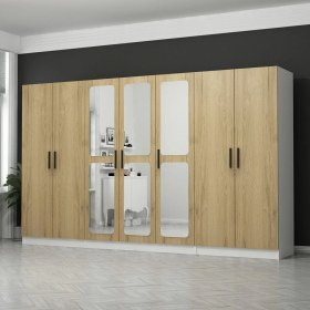 Resim Minar Kale 7 Kapaklı Aynalı 2ç Dolap - Pera Ceviz 210 cm 