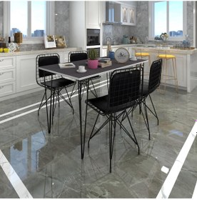 Resim Knsz masa sandalye takımı hem75mazlum grisyh 100*070 sm 4 sandalye syhsyh sırt minderli 
