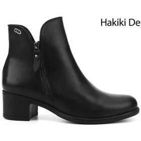 Resim Gönderi(R) Gönderi R Siyah Çift Fermuarlı Kalın Topuklu Hakiki Deri Bot Siyah 