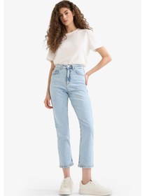 Resim Defacto Mary Vintage Straight Fit Yüksek Bel Bilek Boy Jean Yıkamalı Pantolon E9817ax25aunm39 Mavi 