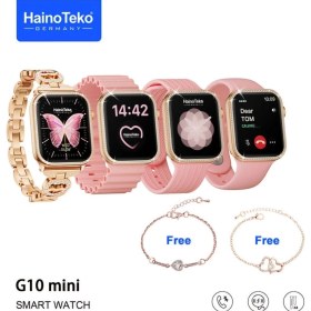 Resim 42 mm Haino Teko Germany G10 Mini Akıllı Saat 4 Kordon 2 Adet Bileklik Hediyeli Altın Yok Altın 30 