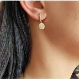 Resim CNG JEWELS Kadın Gold Pırlanta Modeli Sallantılı Coronet Gümüş Küpe 