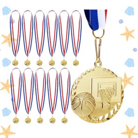 Resim 12 adet Yetişkin Madalya Seti - Kırmızı, Beyaz ve Mavi Çizgili Kurdelelerle Takım Katılımı Kazanan Madalyalar, Yarışmalar, Partiler, Spor Temalı Parti Hediyeleri, Spor Ödülleri, Parti Hediyeleri, Klasik Madalya Tasarımı, Dayanıklı Metal Madalyalar, Kaliteli El Sanatları 