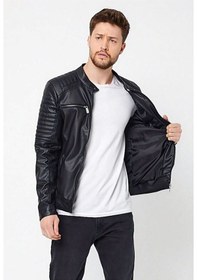 Resim Oliggopol Erkek Siyah Iç Cepli Slim Fit Deri Ceket Dvrdericeket05 Siyah 