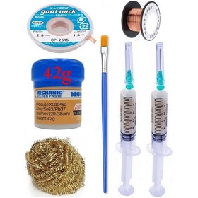 Resim Mechanic Krem Lehim 183 C 42g Flux Lehim Toplama Cp-2515 Emme Teli 2,5mm Havya Uç Temizleme Set06 