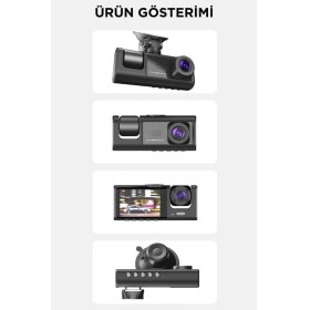 Resim Depozee Ta-01 Siyah 1080P Araç Içi 3 Kameralı LCD Ekranlı Gece Görüşlü , G-Sensör , Geri Görüş Kamera 