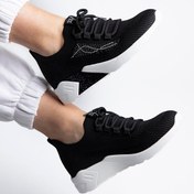 Resim Guja Orjinal Kadın Nefes Alabilen Taşlık Triko Slip On High Iç Topuk Şık Siyah Spor Ayakkabı 