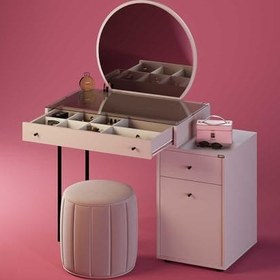 Resim Dior Aynalı Makyaj Masası - Vizon 108x134x47 cm 