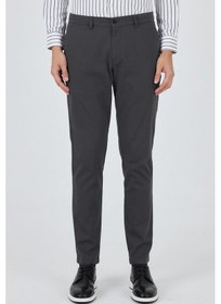 Resim İmza Koyu Antrasit Desenli Armürlü Yan Cep Düz Paça Comfort Fit Pamuklu Casual Chino Pantolon 1003250122 Koyu Antrasit 